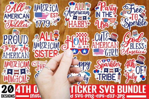 4th of July Sticker Design Bundle, SVG