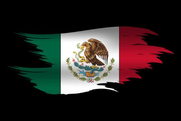 Abstract Brush Art Mexico Flag Graphics