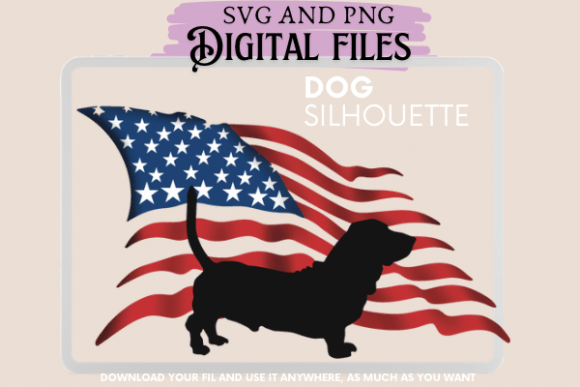 Basset Hound Dog Silhouette Flag Graphics