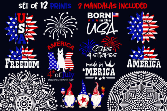 Bundle America 4th of July USA Flag Graphics