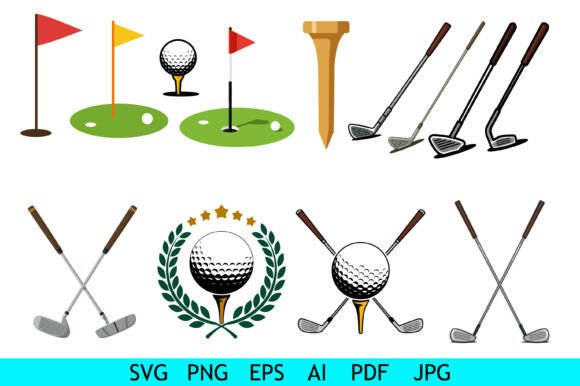Colorful Golf Icon Vector Bundle for Graphics and Crafts