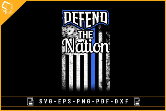 Defend the Nation USA Flag Blue Line K9 Graphics and Crafts