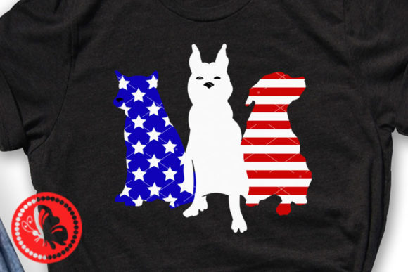 Dogs USA Flag Independence Day Patriotic Graphics