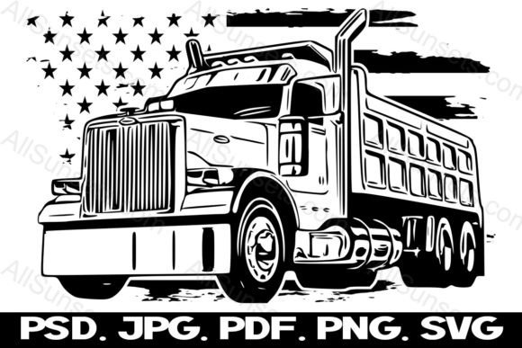 Dump Truck Grunge American Flag Svg Png Graphics