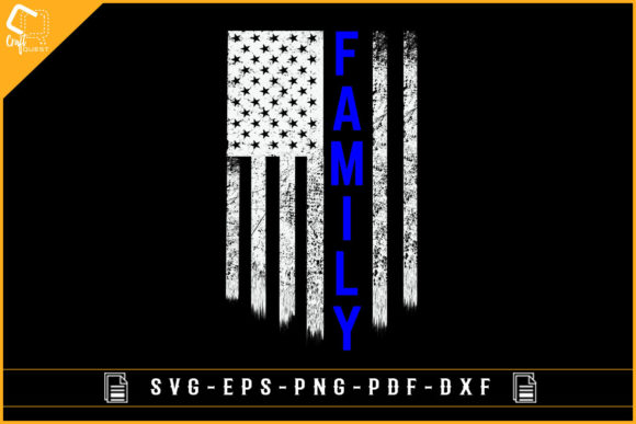 Family Thin Blue Line USA Grunge Flag Graphics