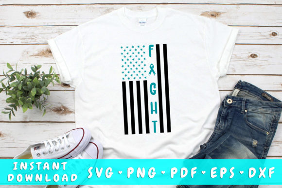 Fight Ovarian Cancer American Flag SVG for Crafts & Graphics
