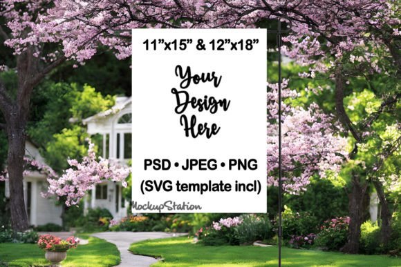 Garden Flag Mockup PSD File Spring Graphics and Branding Amp