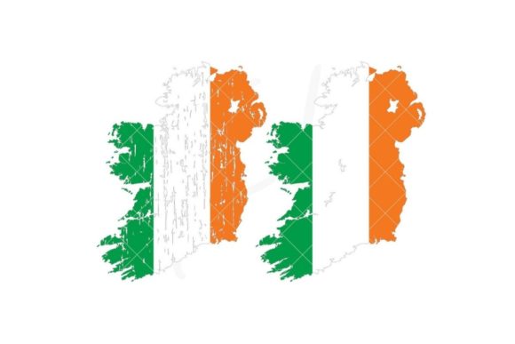 Ireland Map in Flag Colors: Graphics and Crafts for Editorial Design
