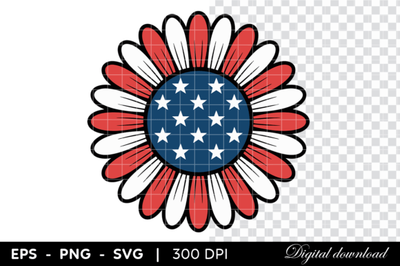 Patriotic Flower with American Flag Graphics