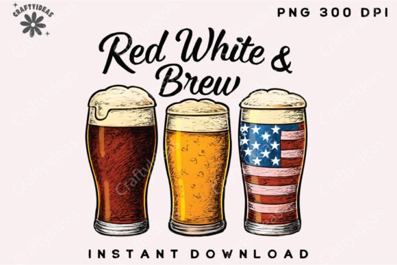Red White and Brew PNG for Crafts and Graphics