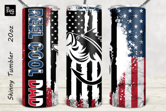Reel Cool Dad Tumbler Sublimation Design: Graphics & Crafts for Branding