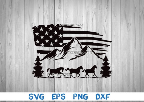 Running Horses and USA Flag Graphics