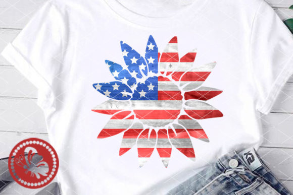 Sunflower USA Flag Sublimation Transfers for Graphics and Crafts