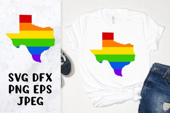 Texas Map LGBT Flag SVG Cut File. Pride