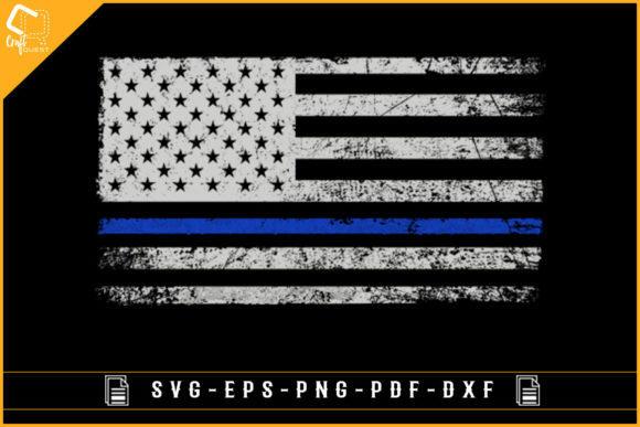 Thin Blue Line with USA Flag Design SVG