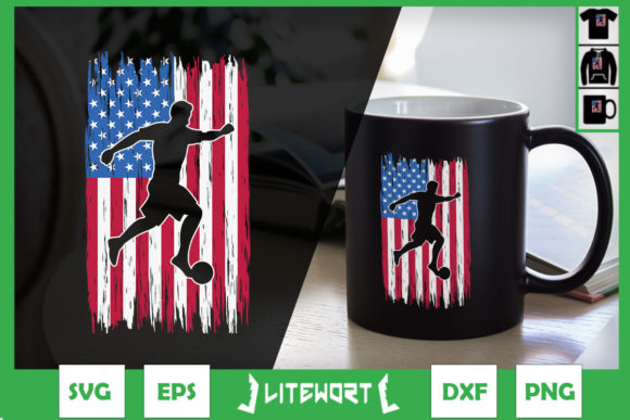 USA American Flag Soccer Player Graphics and Crafts