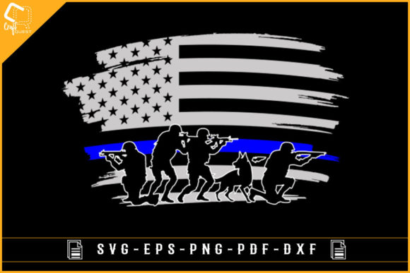 USA Flag Thin Blue Line K9 Police Design: Graphics and Crafts for Local Business